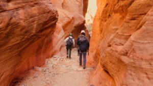 a person in a canyon