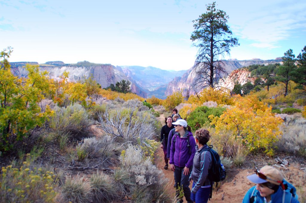 guided hike in fall east zion adventures