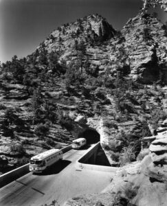 1930 Tour Bus Zion Mt Carmel Tunnel