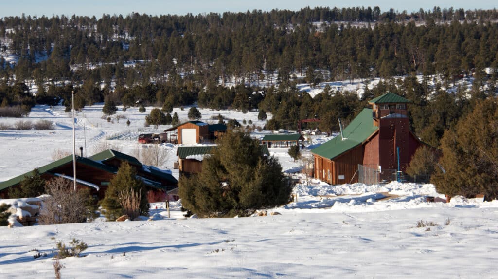 Zion Ponderosa Ranch Resort in winter