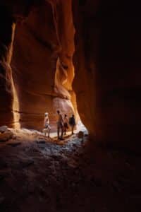 People standing in a Zion slot canyon