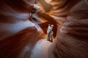 Two people in an East Zion slot canyon
