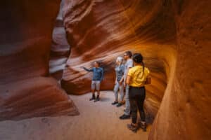 People in a Zion slot canyon
