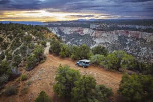 a jeep exploring cliffs and canyons in east zion