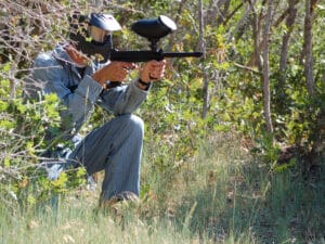 A person playing paintball
