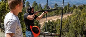 A person skeet shooting