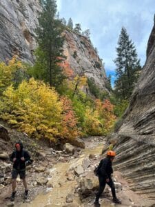 People hiking in fall
