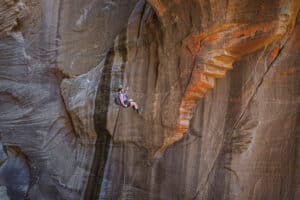 A woman canyoneering in East Zion