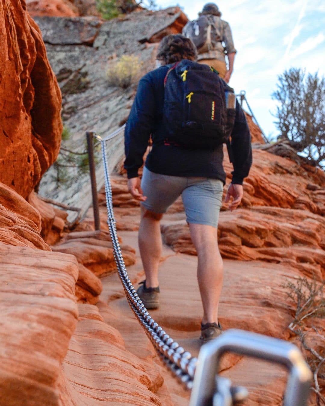 Person hiking Angels Landing in Zion National Park