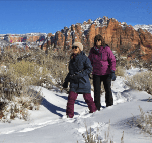 Winter in East Zion 4 Two women hiking in Zion National Park
