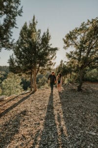 Two people walking in East Zion